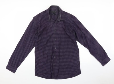 Cedar Wood State Herren lila kariert Knopfleiste Größe 15,5