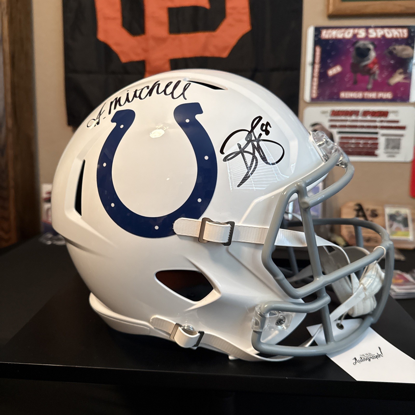 Reggie Wayne Autographed Signed Indianapolis Colts & Adonai Mitchell Colts Rep Helmet Fanatics COA 