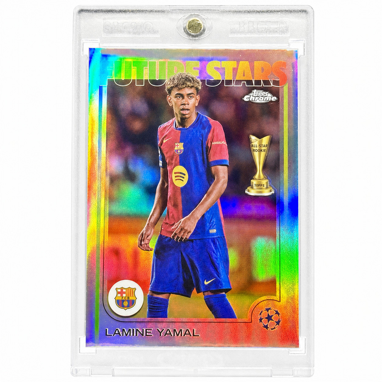 Lamine Yamal Rare Rookie Gold Cup Refractor Chrome Investment Card SSP Mint UEFA view 2