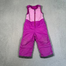 LL Bean Fleece Snow Bibs Size 3T Purple Pink Snow Pants Overalls Insulated
