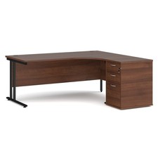 Large Right Hand Corner Office Desk 1800 x 1200 with 3-Drawer Pedestal,5 Colours