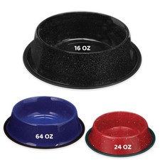 Palz Co Speckled Stainless Steel Dog Bowl with Non Slip, Black 16 oz,