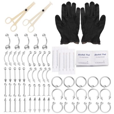 1Set Stainless Steel Piercing Jewelry Kit Assorted Color Durable Nose Ear Navel