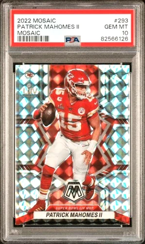 Patrick Mahomes PSA 10 Mosaic Silver Prizm SB LIV MVP Variation 2022 Panini #293