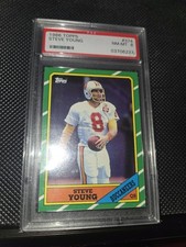1986 Topps Steve Young #374 PSA 8 D * on copyright line 49ers