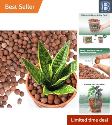 Leca Clay Pebbles for Plants, 1.5qt Natural Drainage Balls for Healthy Growth