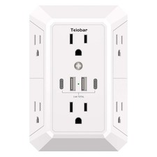 Wall Outlet Extender Surge Protector with 6 Outlets and 4 USB Ports 2 USB C