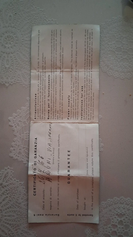 CLAN CELENTANO GARANZIA MINI GIRADISCHI ANNI '60 RARA MO-EL VINTAGE COLLEZIONE - Image 3 of 3