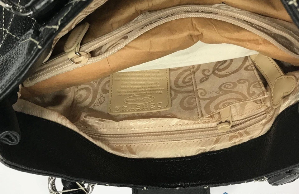 Brighton черный сшитый кожаный плетеные ремни наплечная сумка/сумка с Ярлыками - Изображение 4 из 4