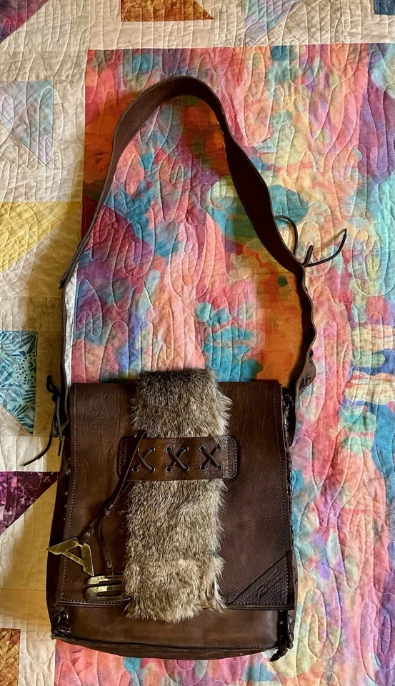 Bolso Bandolera Moderno Airstep Mid Cent Años 60 Cuero Borde de Piel Serie # Foto 3 de 4