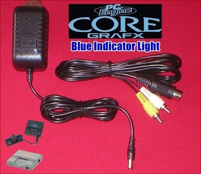 9V AC Adapter Cord W/LED & AV Cable for the NEC PC Engine Core Grafx I & II NEW
