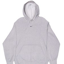 VINTAGE NIKE CENTER SWOOSH GREY TRAVIS SCOTT HOODIE SWEATSHIRT 2000S MEDIUM