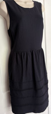 J Crew Dress 8 LBD Little Black Dress Size 8 Horizontal Pleats Full Skirt