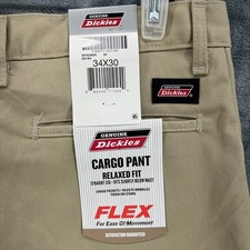 Dickies Cargo Pants Men's Size 34X30 Work Relaxed Fit Straight Leg Flex NWT
