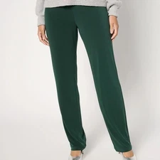 Susan Graver Essentials Size 3X Deep Green Pine Liquid Knit Straight Leg Pants