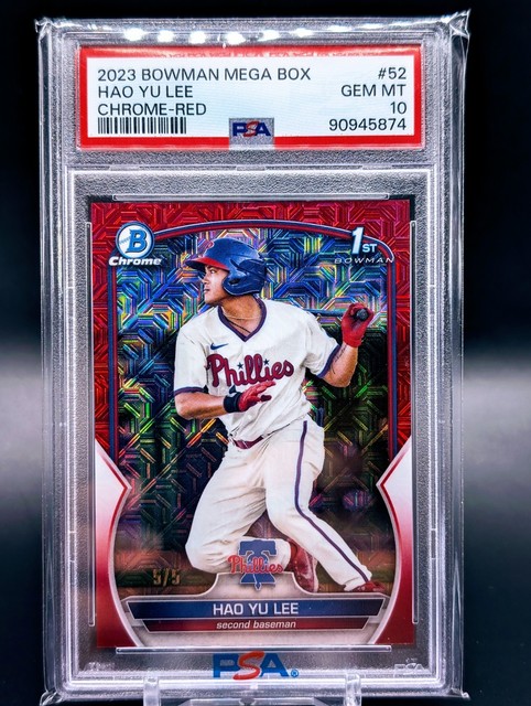 Hao Yu Lee -2023 Bowman Chrome Mega Box Red Mojo Refractor #/5 RC PSA 10 - POP 1