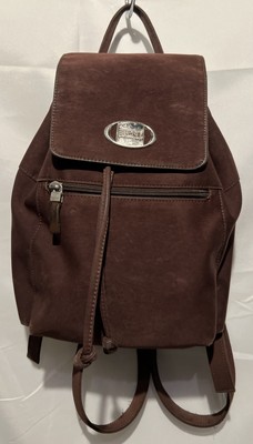 Vintage Espirit Brown Mini Backpack Purse Faux Leather Nylon Adjustable Straps