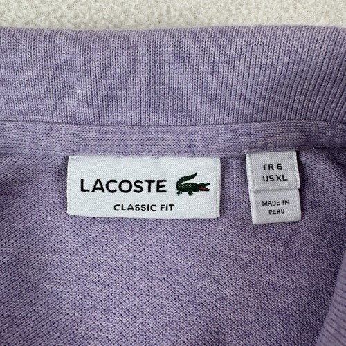Lacoste Polo Shirt Men’s Size 6/XL Light Purple Knit 100% Cotton Pique Casual - Picture 8 of 11