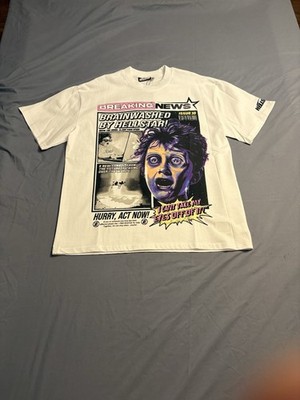 Hellstar Records  Brainwashed By Hellstar  White  T Shirt, Mens size L, NWT