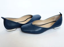 FRANCO SARTO Ailee Genuine Leather Square Toe Blue BALLET FLATS SHOES Womens 8.5