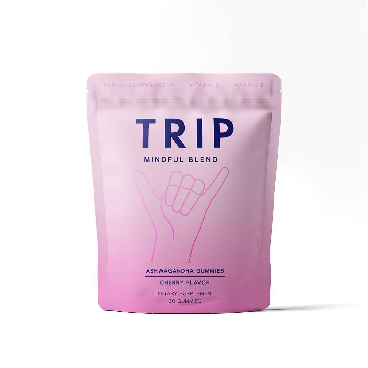TRIP Ashwagandha Stress Relief + Vit B & D Gummy Vitamins - Cherry Flavor - 60ct