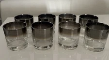 Vintage MCM Silver Fade Low Ball Glasses (8)