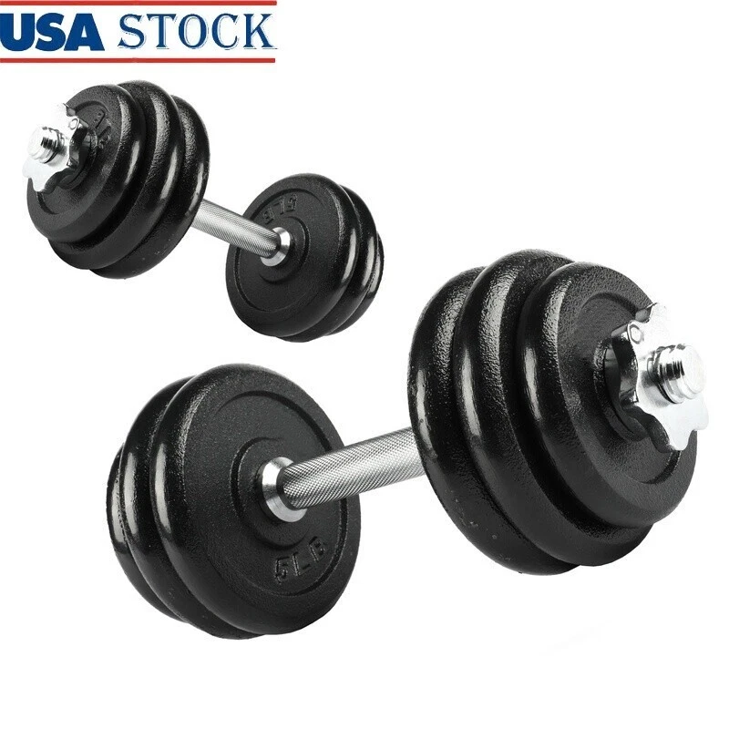 Adjustable 40lb Dumbbell Set W/ Knurled Handles Home Gym Strength Training New
