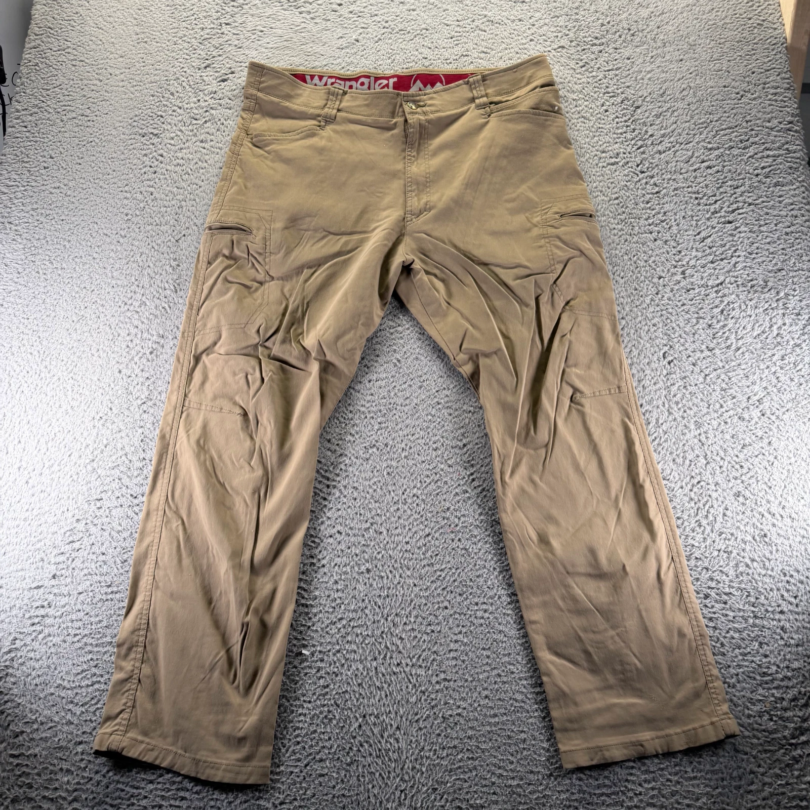 Wrangler Pant Mens 38x30 Brown Nylon Windbreaker Cargo Hiking Gorpcore Stretch
