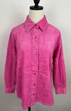 Blair Corduroy Shirt Womens Medium Bubblegum Pink Button Up Colorful Boxy Fit