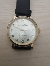 Marc by Marc Jacobs Gold Women's Analog Watch Black Leather Strap 5ATM