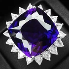 Alluring Rich Purple Amethyst 25.5Ct 925 Sterling Silver White Gold Floral Rings