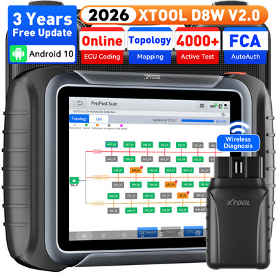 XTOOL D8W V2.0 Wireless FCA OBD2 Scanner Bi-directional Scan Tool Key Programmer