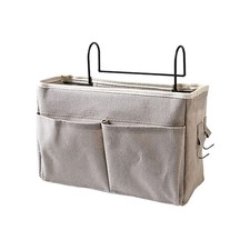 Hanging Storage Bag Multifunctional Bedside Organizer Bag with Metal Hooks