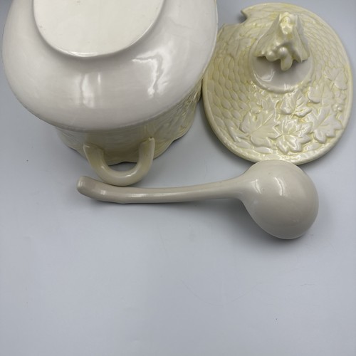 Vintage Suppenterrine Deckel & Schöpfkelle geprägte Blätter Herbst Wohndeko selten - Bild 11 von 24