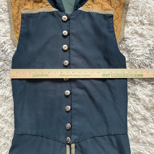 Hooded Long Vest Costume Renaissance Medieval Vintage Role Play Blue Gold - Picture 10 of 11