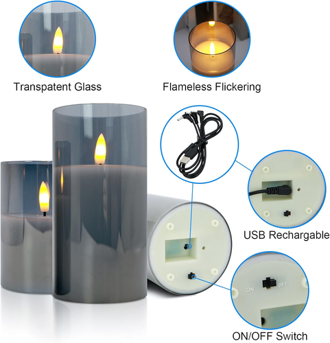 Rechargeable LED Flameless Candles Flickering with Timer & Remote Control, Built - Picture 6 of 12