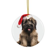 Briard Puppy - Ceramic Christmas Ornament - Printed in USA