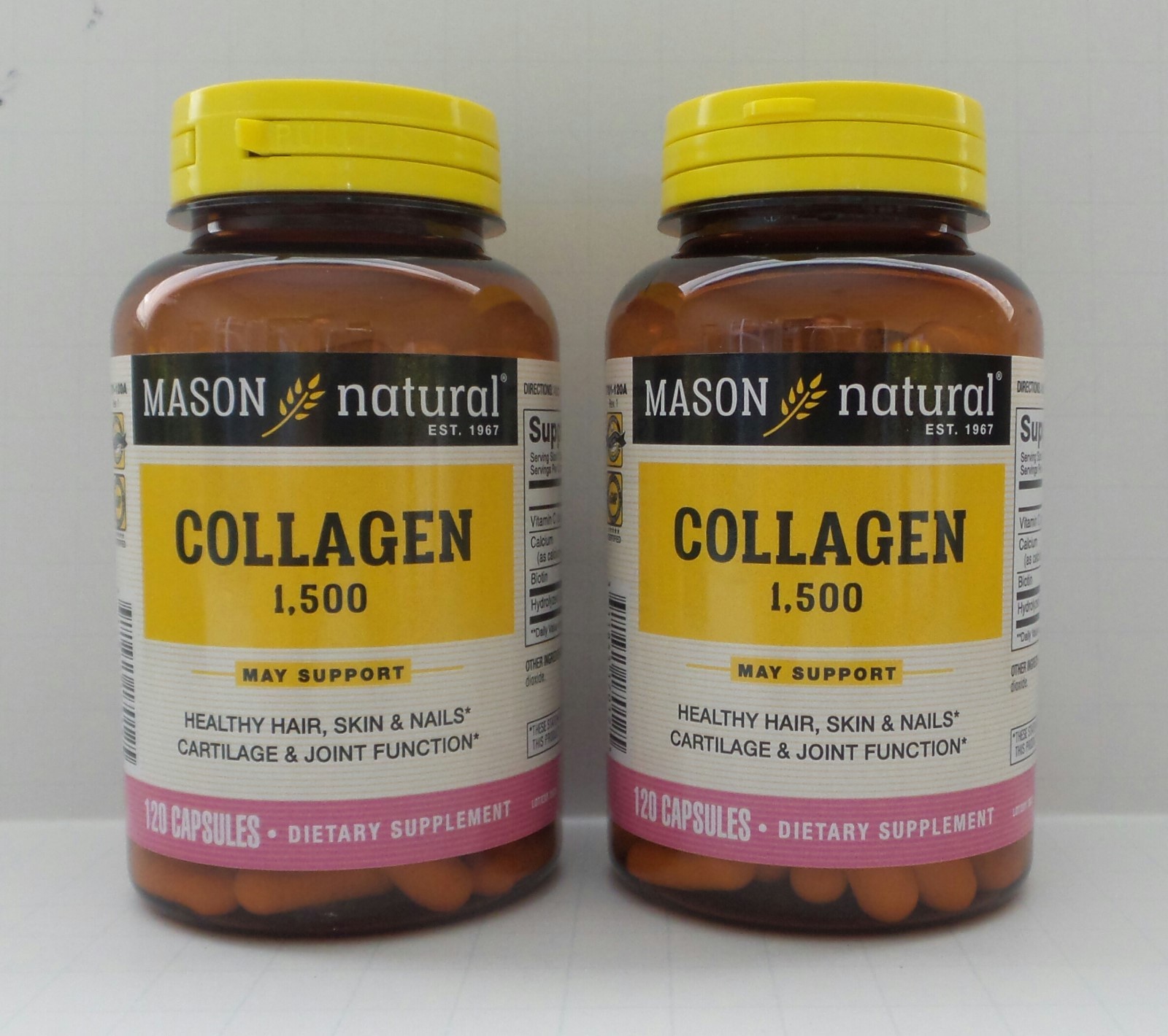 PACK 2 X 120 Capsules COLLAGEN HYDROLYSATE PLUS Vitamin C & BIOTIN 1500