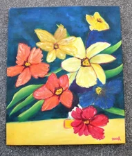FLOWEER STILL LIFE  24" HAND PAINTED OIL PAINTING HOME DECOR ART GIFT 104