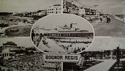 Bognor Regis UK Postcard 1953 Rare Beach Pier Promenade Garden Sussex Aldwick 