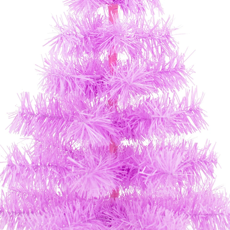 Lavender Tinsel Christmas Tree, Stand Included Folding Wire Branches - Image 3 of 4