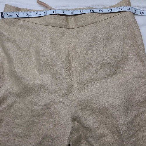 Kasper Pantalone donna gamba dritta beige vita alta 100% lino estivo 8 - Foto 3 di 6
