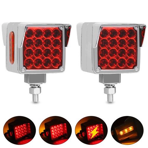 LED Square Semi Truck Trailer Double Face Fender Turn Signal Light Amber/Red NEW - Picture 13 of 24