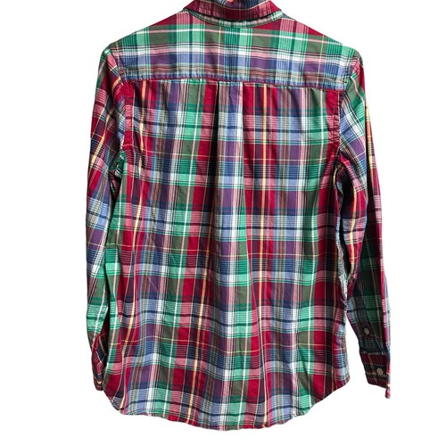 Ralph Lauren Red Green Purple Long Sleeve Boys Large 14/16 Long Sleeve Button Up - Picture 4 of 7