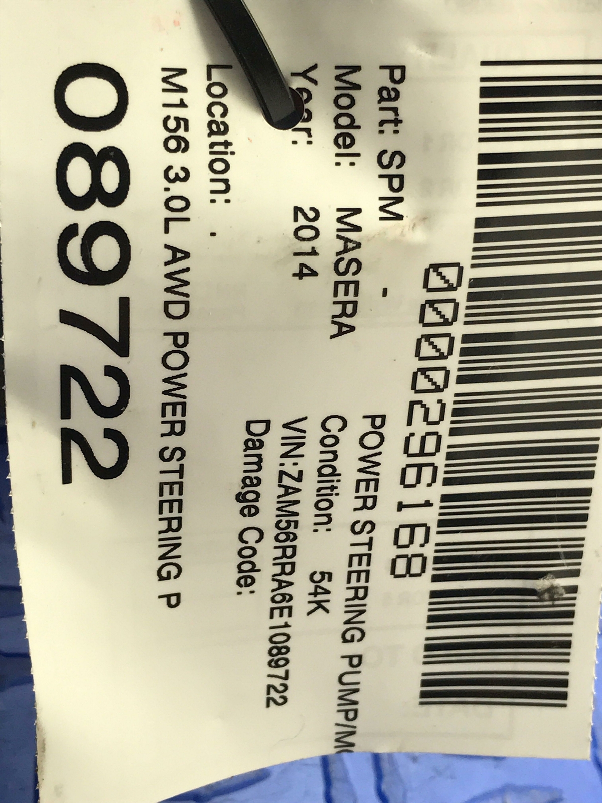 13 - 16 MASERATI QUATTROPORTE M156 3.0L AWD POWER STEERING PUMP 7617955170 OEM