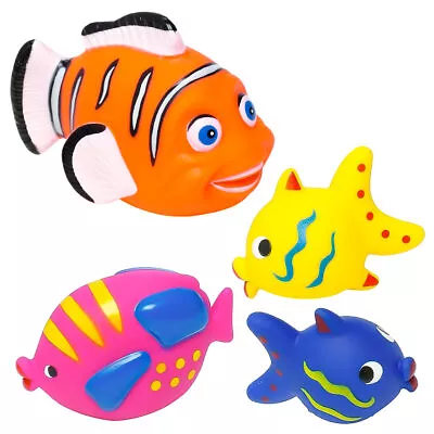EDDY TOYS 4er Set Badespielzeug Fische Badefiguren Baby Kinder Badewannen Wasser Spielzeug