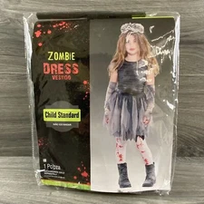 Zombie Dress Gray Halloween Costume Child Standard up to 10 Size Spooky 1 Piece