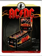 AC/DC  Pinball Machine Game FLYER Original Hard Rock Music Art 2012 Double Sided
