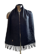 NWT Polo Ralph Lauren 100 Virgin Wool Charcoal Black Scarf Made in Italy