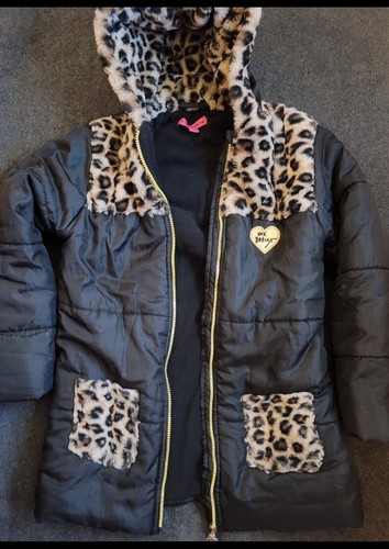 Betsey Johnson Black And Leopard Print Coat Jacket Girls Size XL (14/16) Unisex - Picture 6 of 9